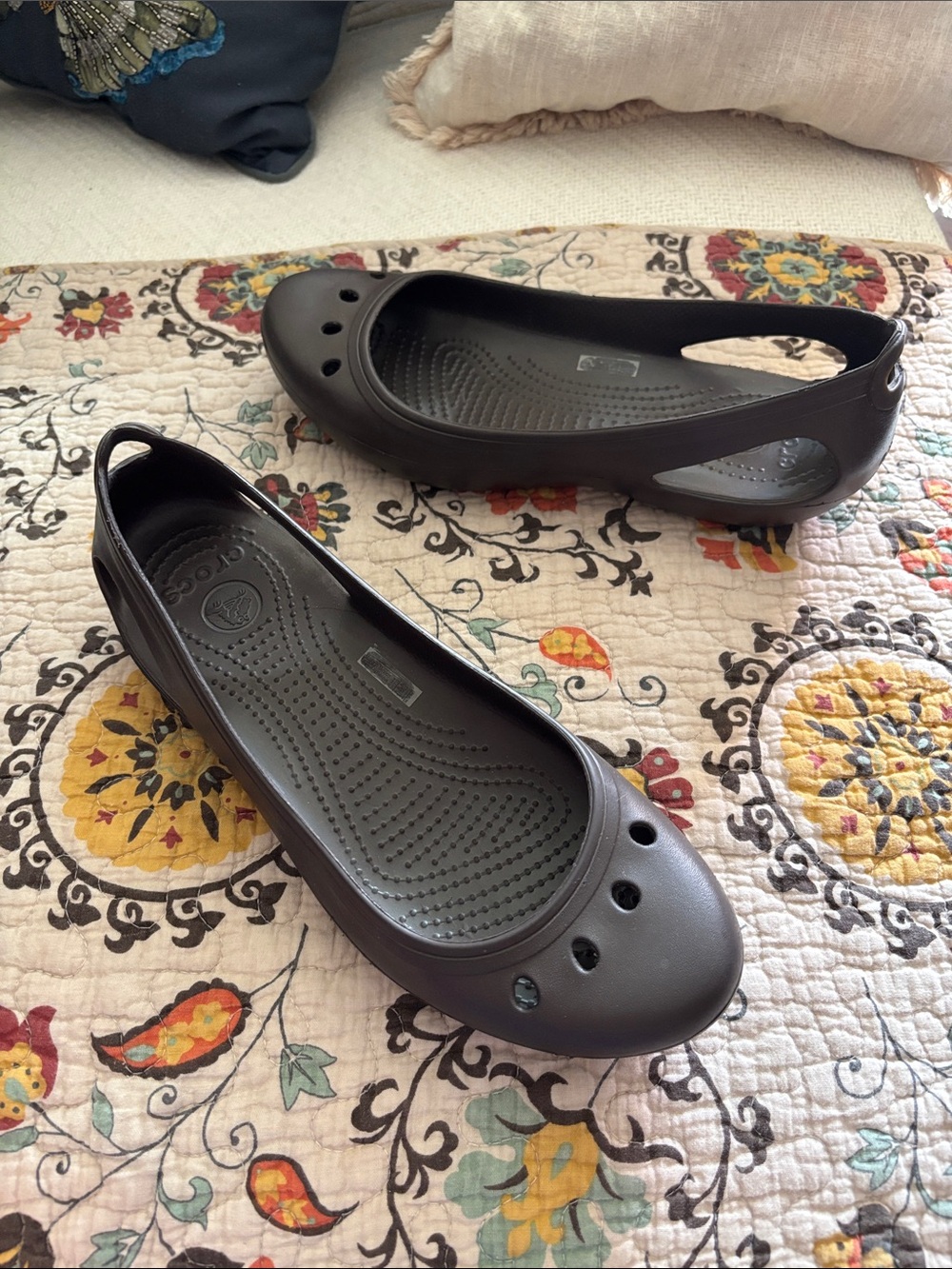 Crocs Kadee Chocolate Brown Sling Back Ballet Flats Size 10